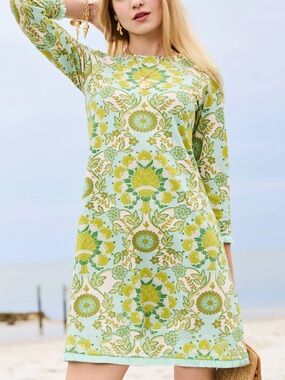 Spartina 449 Island Fringe Dress Seawall Damask Seafoam